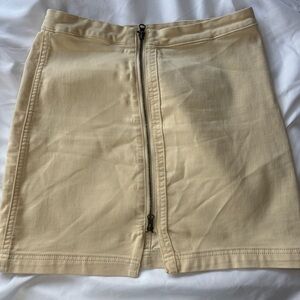 Free People Cream Mini Skirt with Front Zipper